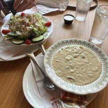 Lock View Restaurant - Salad, Clam Chowder soup. - Seafood Near Me - Sault Ste. Marie, Michigan Lock View Restaurant - Salad, Clam Chowder soup. - Seafood Near Me - Sault Ste. Marie, Michigan