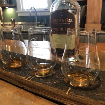Copper Fox Distillery - Flight of whiskey - Distilleries Near Me - Williamsburg, Virginia