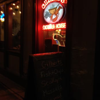 Gilbert's Chowder House - Don't miss passing by their neon sign at night! - Seafood Near Me - Portland, Maine Gilbert's Chowder House - Don't miss passing by their neon sign at night! - Seafood Near Me - Portland, Maine
