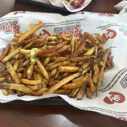 Over cooked fries. Didn't realize they served potato chips instead of fresh cut fries here in TN.