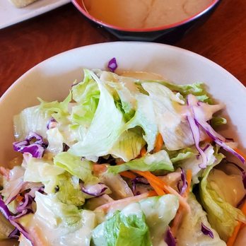 Little Madfish - Green salad & miso soup - Japanese Near Me - Fremont, California