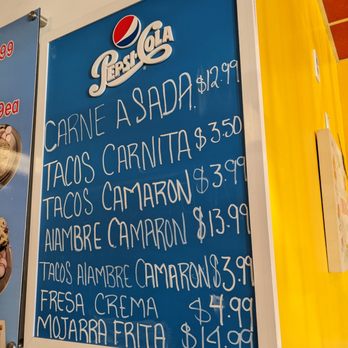 Tacos Toluca - a menu on a wall - Tacos Near Me - Indianapolis, Indiana Tacos Toluca - a menu on a wall - Tacos Near Me - Indianapolis, Indiana