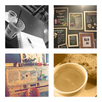 Common Grounds Brew & Roastery - Collage of my writing and drinking of the day - Coffee & Tea Near Me - Lake Worth, Florida