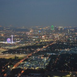 Starlight Flight - Fair Park with Downtown Dallas in the background on a Starlight Flight Tour!