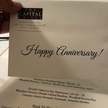 The Capital Grille - Happy Anniversary card - Steakhouses Near Me - Phoenix, Arizona The Capital Grille - Happy Anniversary card - Steakhouses Near Me - Phoenix, Arizona