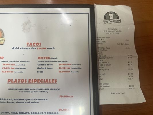 Menu photo 3 Mi Tradición Austin, TX