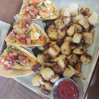 About Time Cafe - Shrimp breakfast tacos. They were delicious - Breakfast & Brunch Near Me - Sunrise, Florida
