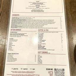 Dessert and drinks menu Dessert and drinks menu