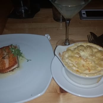Barrel and Fork - Salmon with burre blanc sauce and a side of the lobster mac and cheese - Bars Near Me - Cornelius, North Carolina Barrel and Fork - Salmon with burre blanc sauce and a side of the lobster mac and cheese - Bars Near Me - Cornelius, North Carolina