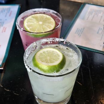 Mas Taco Bar - House margaritas one being blackberry flavored. - Tacos Near Me - Sacramento, California Mas Taco Bar - House margaritas one being blackberry flavored. - Tacos Near Me - Sacramento, California