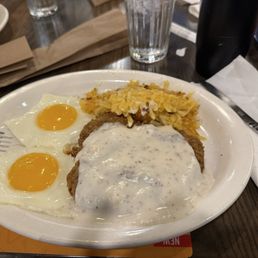 Chicken fried steak was dry. Hash browns were soggy and salty. Chicken fried steak was dry. Hash browns were soggy and salty.