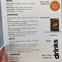 Juice Bar Miami - Juice Bar Miami Menu 5/2/23