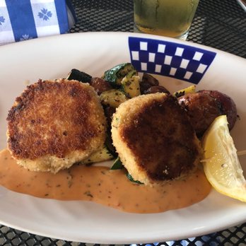 Duke's Seafood - Two Giant Crab Cakes with vegibles - Seafood Near Me - Seattle, Washington