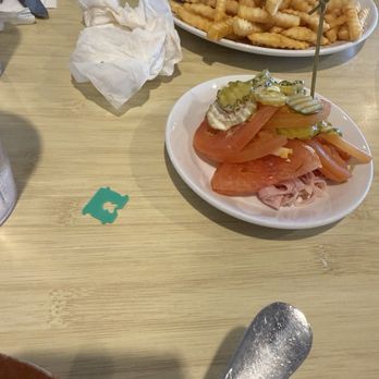 Andy's Coffee Break - Burger and bread tie with all the pickles and tomatoes off burger. - Diners Near Me - Kennewick, Washington Andy's Coffee Break - Burger and bread tie with all the pickles and tomatoes off burger. - Diners Near Me - Kennewick, Washington