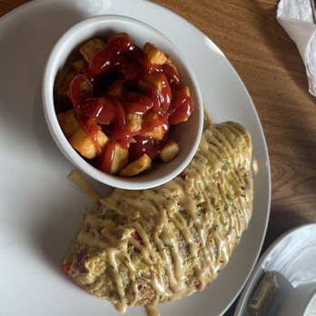 Brick & Spoon Mobile - Killer Creole Omelette  with potatoe/ ketchup - Southern Near Me - Mobile, Alabama