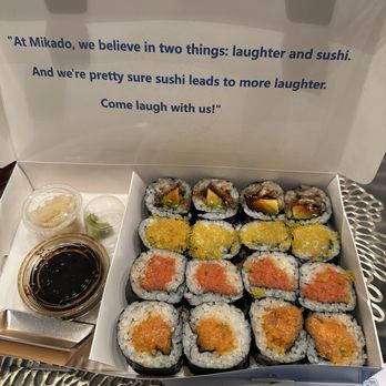 Mikado - 4 Roll Maki Set (spicy tuna, spicy yellowtail, scallop yuzu, eel avocado) - Sushi Bars Near Me - New York, New York Mikado - 4 Roll Maki Set (spicy tuna, spicy yellowtail, scallop yuzu, eel avocado) - Sushi Bars Near Me - New York, New York