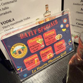 La Huerta Grill - "Dayly" specials - Mexican Near Me - Broken Arrow, Oklahoma La Huerta Grill - "Dayly" specials - Mexican Near Me - Broken Arrow, Oklahoma