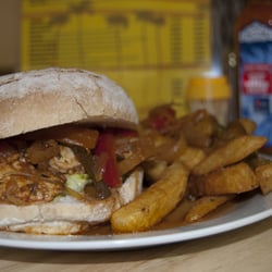 Bonni's Reggae Hut - Jerk Burger + Chips £3.95