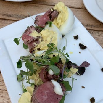 Tarpy's Roadhouse - Deviled Eggs with Truffle Aioli and Fried Capers - New American Near Me - Monterey, California Tarpy's Roadhouse - Deviled Eggs with Truffle Aioli and Fried Capers - New American Near Me - Monterey, California