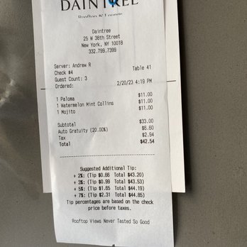 Daintree - Auto gratuity - Cocktail Bars Near Me - New York, New York