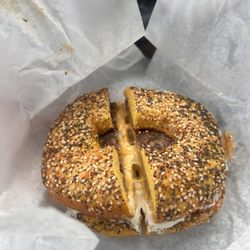 Family Bagels - Sausage egg Eggs and Cheese Sandwich on Egg everything bagel
