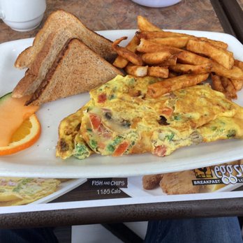 Eggsmart - Garden fresh vegetarian omelette with Jersey Shore fries & whole wheat toast - Breakfast & Brunch Near Me - Mississauga, Ontario Eggsmart - Garden fresh vegetarian omelette with Jersey Shore fries & whole wheat toast - Breakfast & Brunch Near Me - Mississauga, Ontario
