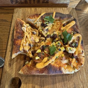 Palette 22 - chipotle chicken pizza- yes, I bit it before the pic. Couldn't help myself lol - Bars Near Me - Arlington, Virginia Palette 22 - chipotle chicken pizza- yes, I bit it before the pic. Couldn't help myself lol - Bars Near Me - Arlington, Virginia
