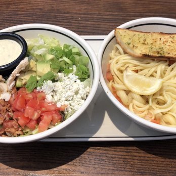 Corner Bakery Cafe - 1/2 Handcrafted Pasta and 1/2 Fresh Salad Shrimp Scampi Linguine & Chopped Salad!!! - Breakfast & Brunch Near Me - Orem, Utah Corner Bakery Cafe - 1/2 Handcrafted Pasta and 1/2 Fresh Salad Shrimp Scampi Linguine & Chopped Salad!!! - Breakfast & Brunch Near Me - Orem, Utah