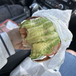Veggie bagel on an everything bagel