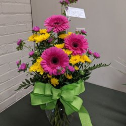 The Flower Gardens - Hot pink and lime green are sure to brighten someone's day. Check out our website www.flowergardensbarnesville.com