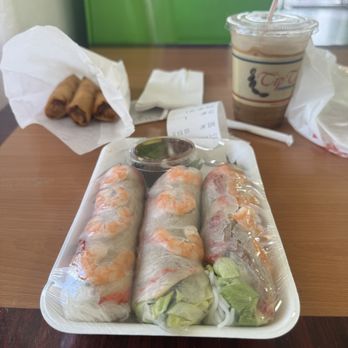 Tip Top's Sandwiches - My iced coffee, egg rolls & spring rolls. - Vietnamese Near Me - Rosemead, California Tip Top's Sandwiches - My iced coffee, egg rolls & spring rolls. - Vietnamese Near Me - Rosemead, California