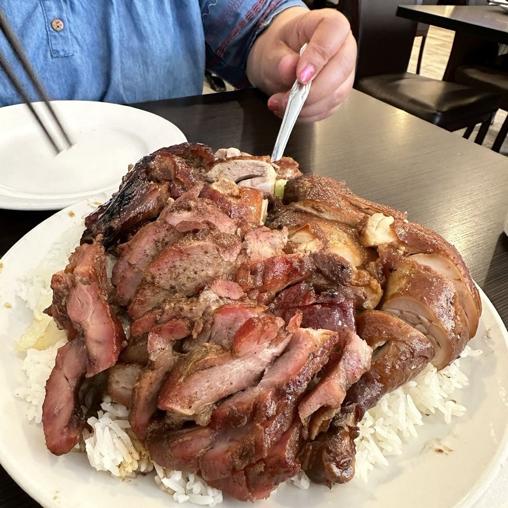 Cheung Hing Restaurant - 3 BBQ meats (Roast duck, soy sauce chicken, char shui) over rice - Chinese Near Me - Millbrae, California Cheung Hing Restaurant - 3 BBQ meats (Roast duck, soy sauce chicken, char shui) over rice - Chinese Near Me - Millbrae, California