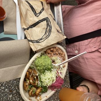 Loqui - Shrimp bowl and a fresh melon water - Tacos Near Me - Culver City, California Loqui - Shrimp bowl and a fresh melon water - Tacos Near Me - Culver City, California