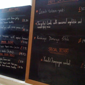 Dinings - blackboard specials - Sushi Bars Near Me - London, XGL Dinings - blackboard specials - Sushi Bars Near Me - London, XGL