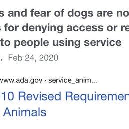 These were two of the reasons the manager tried to deny me entry. Clearly she has not read up on her ADA service dog laws. These were two of the reasons the manager tried to deny me entry. Clearly she has not read up on her ADA service dog laws.