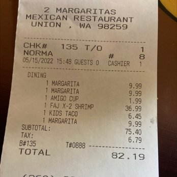 2 Margaritas - Mexican Near Me - Union, Washington