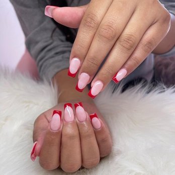 Beauty Touch Nails - Gel X set with a red french tip! - Nail Salons Near Me - Van Nuys, California