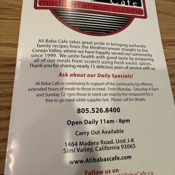 Ali Baba's Cafe - Mediterranean Near Me - Simi Valley, California