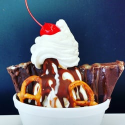 The Custard Stand - The new freaky bat sundae! Caramel and pretzels and brownies, oh my!