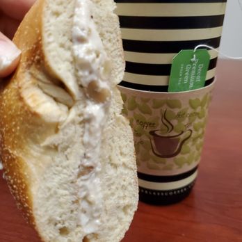 The Posh Bagel - Honey walnut cream cheese in a plain bagel - Bagels Near Me - Davis, California The Posh Bagel - Honey walnut cream cheese in a plain bagel - Bagels Near Me - Davis, California
