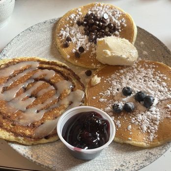 The Pancake Pantry - My variety combo: Blueberry Pancake, cinnamon roll pancake, Chocolate Chip Pancake - Breakfast & Brunch Near Me - Nashville, Tennessee The Pancake Pantry - My variety combo: Blueberry Pancake, cinnamon roll pancake, Chocolate Chip Pancake - Breakfast & Brunch Near Me - Nashville, Tennessee