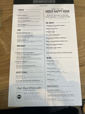 Menu photo 7 High Bank Distillery Westerville, OH Menu photo 7 High Bank Distillery Westerville, OH