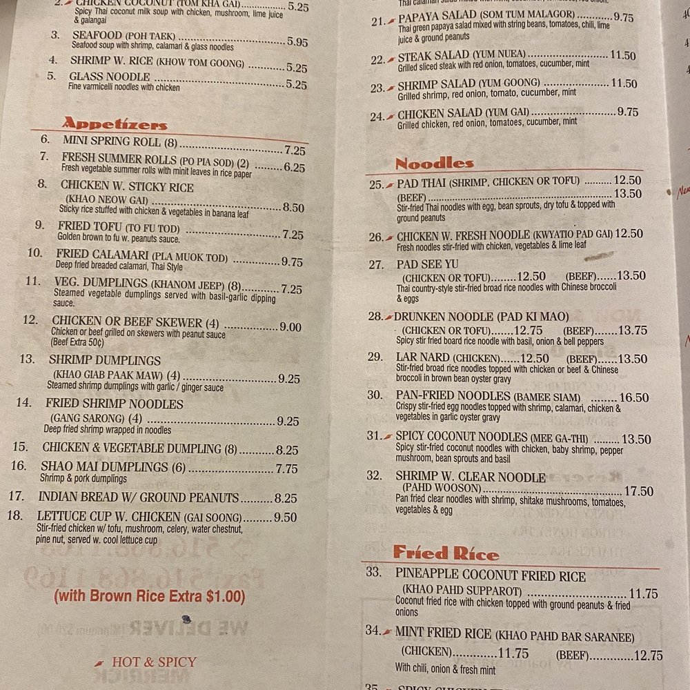 Thai Station Restaurant - Menu July 2023 - Thai Near Me - Merrick, New York