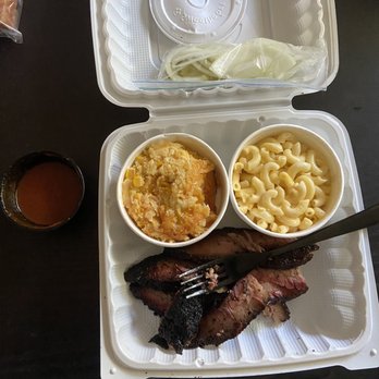 Stiles Switch BBQ & Brew - Brisket, mac n cheese, and corn casserole with bbq sauce and onions/pickles. - Barbeque Near Me - Cedar Park, Texas Stiles Switch BBQ & Brew - Brisket, mac n cheese, and corn casserole with bbq sauce and onions/pickles. - Barbeque Near Me - Cedar Park, Texas
