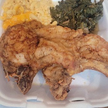 Wyatt's Diner - Fried pork chop Mac and cheese and collard greens - Barbeque Near Me - Atlanta, Georgia