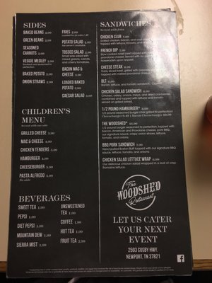 Menu photo 2 The Woodshed Newport, TN Menu photo 2 The Woodshed Newport, TN
