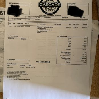 Cascade Tractor Supply - Invoice from Cascade - Farming Equipment Near Me - Spokane, Washington Cascade Tractor Supply - Invoice from Cascade - Farming Equipment Near Me - Spokane, Washington
