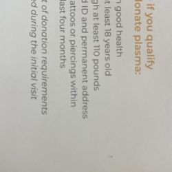 CSL Plasma - Close up of donors requirements