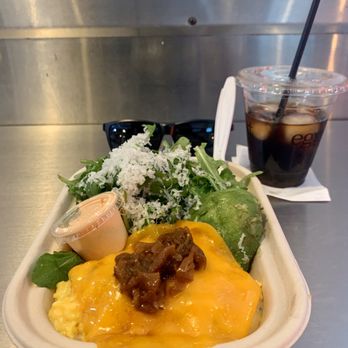 Eggslut - Fairfax with avocado. I didn't want a bun so they give you side salad in it place. - Breakfast & Brunch Near Me - Los Angeles, California