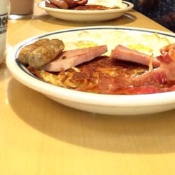 IHOP - Breakfast Sampler and coffee for dinner!